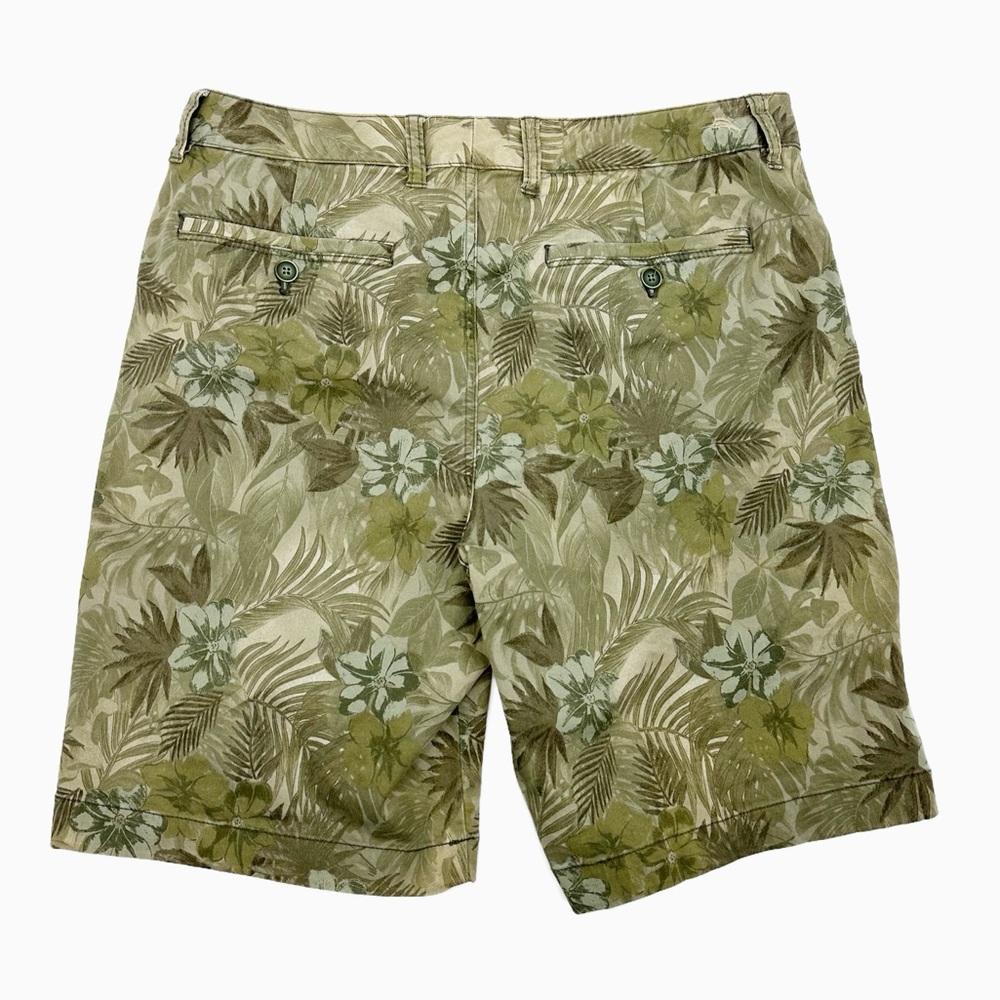 Tommy Bahama Men’s Khaki Green Floral Print Shorts Cotton Tencel Blend Size 33 - Picture 2 of 12